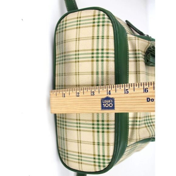 Bean Pole PLAID BEIGE GREEN GENUINE LEATHER FLAP SHOULDER BAG BACKPACK HANDBAG - Picture 14 of 16